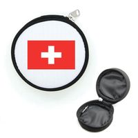 Porte-monnaie rond avec zip drapeau suisse