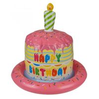 Chapeau gonflable gâteau d'anniversaire - Rose - 16x3x1