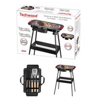 Barbecue Electrique sur Pieds ou de Table Rouge 2000W + Set de 4 accessoires pour barbecue