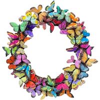 Couronne de papillons pour porte d'entrée, couronne de printemps artificielle en plastique, décorations de maison, 15.7 pouces N°1