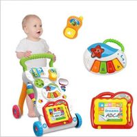 Trotteur bébé 3 en1,tapis de dessin,centre d'activités, jouets pour bébé,jouets à pousser et à tirer avec effets sonores et musicaux