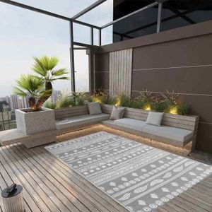 Tapis de jardin 120x180 cm Nirvana blanc et taupe
