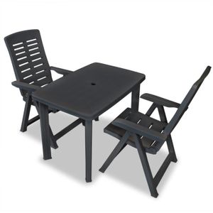 Ensemble table et chaise de jardin AKOZON Mobilier de bistro 3 pcs Plastique Anthracite - AKO7646491692480