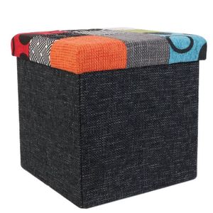Pouf pliable coffre de rangement Patchwork