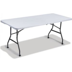 TABLE DE JARDIN  Table de jardin en plastique pliable 180x75 cm - Strattore - Blanc - Meuble de jardin