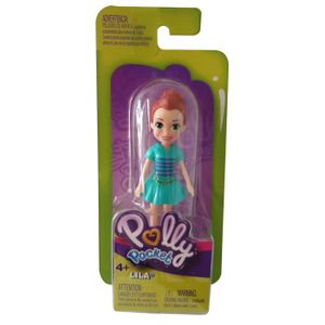 POUPÉE Polly Pocket poupée unique VIOLET avec jupe turquoise et rayures FWY22