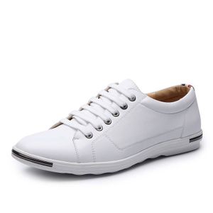 BASKET Baskets Homme - Chaussures Cuir Super Fibre - Grande Taille 38-48 Blanc