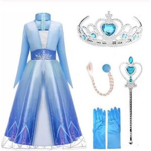 DÉGUISEMENT - PANOPLIE 2020 nouvelle arrivée Fille Elsa robe avec 4 accessoires pour fille reine des neiges princesse Cosplay enfants déguisement de noël e