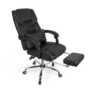 CHAISE DE BUREAU Fauteuil de bureau - avec repose-pieds noir - Chaise De Bureau Pivotant 360°