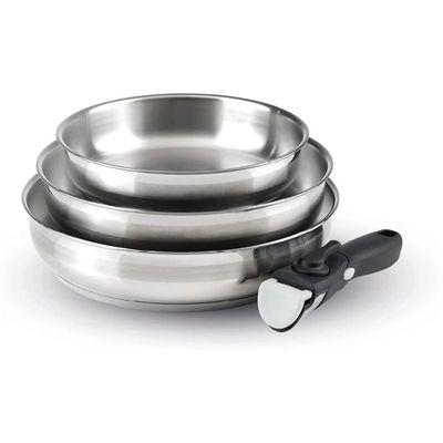 Batterie De Cuisine 7 Pièces Jeu 3 Poêles 18-20-24 Cm Induction Antiadhesives Magefesa Kenia Noir