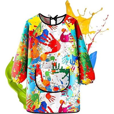 Tablier Peinture Enfant Imperméable Avec Manches - Taille L (3-5 Ans) - Polyester/PVC - Grande Poche Avant