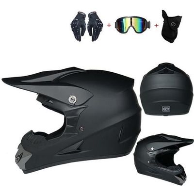 3 pièces cadeau casque de moto casque tout-terrain Noir4