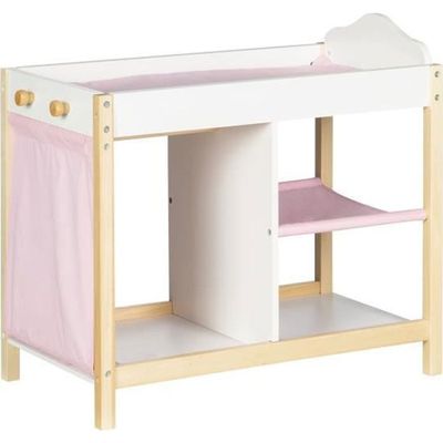 Meuble avec table à langer pour poupées blanc et rose Jasmin