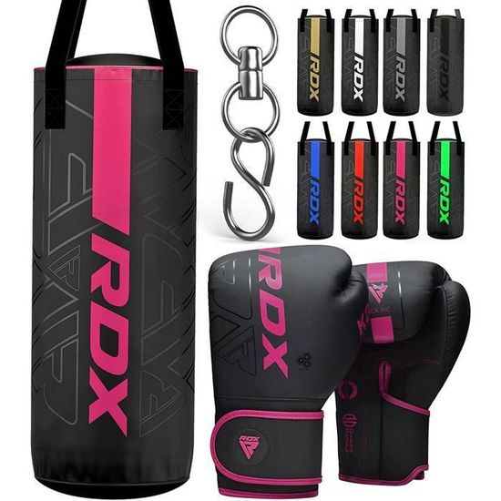 Kit Sac De Frappe Suspendu Enfants 60cm Avec Gants - Cuir Microfibre, Chaîne 90cm | Pour Kickboxing, Karaté, MMA, Fitness