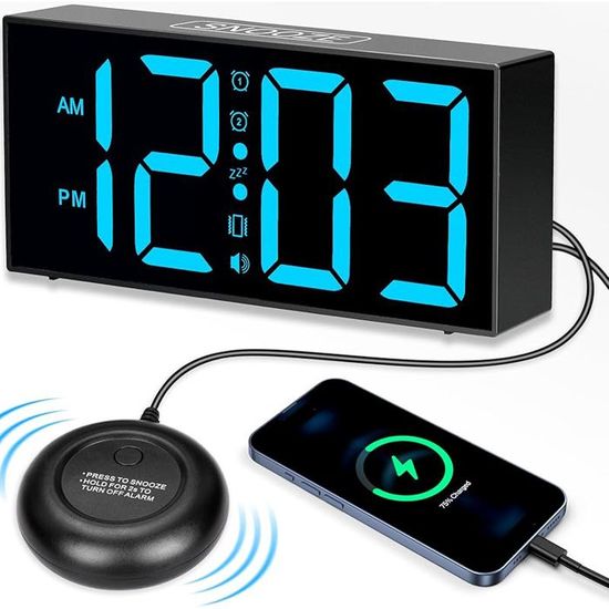 Réveil Vibrant Sous Oreiller – Alarme Muette Par Vibration, 3 Intensités, Design Chat, Pour Dormeurs Lourds Ou Malentendants - 5