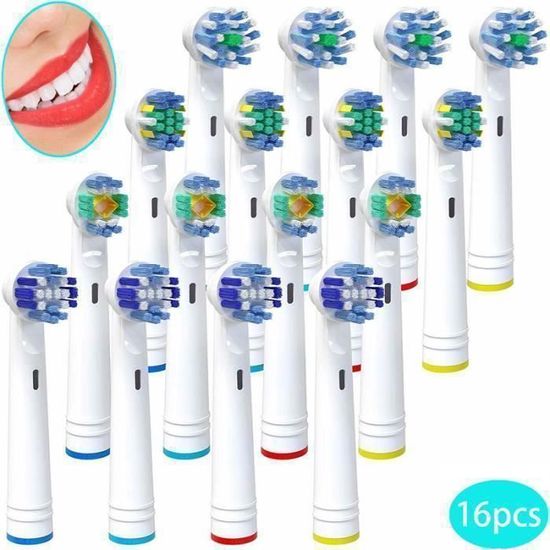 Lot De 8 Ou 16 Têtes De Rechange Pour Brosse à Dents électrique Oral-B - Modèles 1000 à 9000 - Multicolores