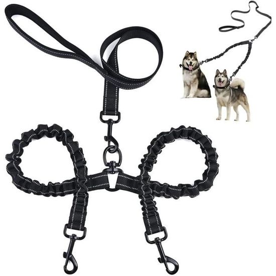 TIESOME Double laisse en métal pour chien, durable, anti-mastication,  anti-nœuds, double extension de laisse pour chien pour 2 c73 - Cdiscount