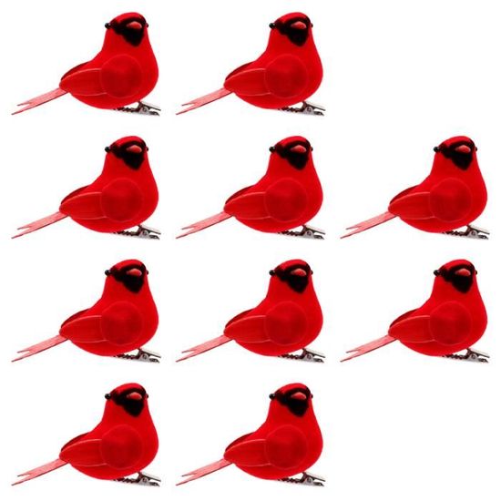 10pcs guirlande d'oiseaux ornement d'arbre de Noël clip oiseau rouge   BOULE DE NOEL - DECORATION DE SAPIN