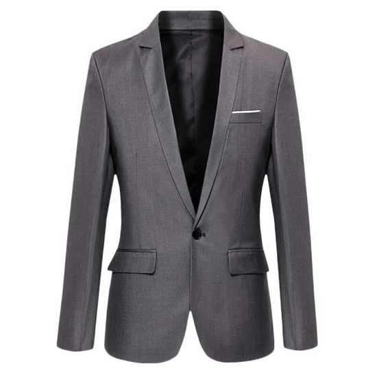 Blazer Homme Slim Fit Deux Boutons - Veste Costume Élégante Pour Mariage, Business, Soirée - Viscose Polyester - 5