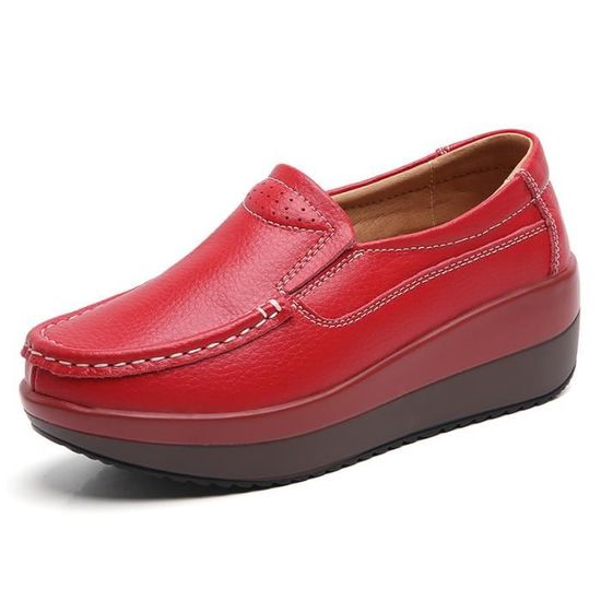 Mocassin Vernis en Cuir Rouge Vif – Femme