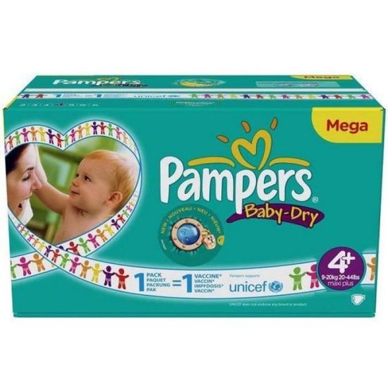Pampers - 800 couches bébé Taille 4+ baby dry