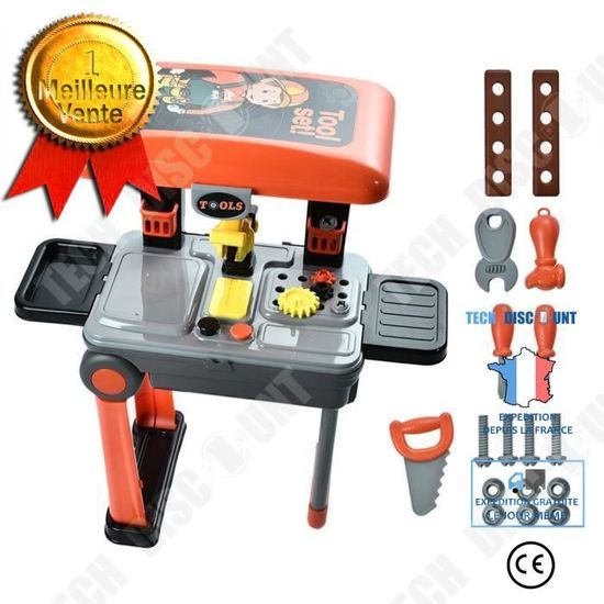 Établi Enfant En Bois 41 Pièces - Caisse à Outils Avec Accessoires - Jeu Éducatif 3-6 Ans - Cadeau Montessori