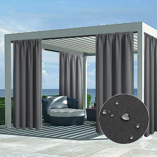 Rideaux D'extérieur, Rideau Pour Pergola Imperméable, Rideau Exterieur Terrasse Pare Soleil Balcon Terrasse Porche Pergola