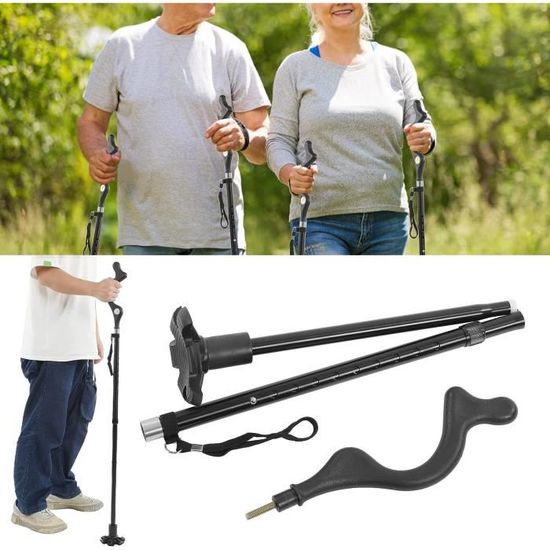 Bâton De Marche Pliable En Alliage Aluminium 7075 - Hauteur Réglable 110-125 Cm, Antidérapant