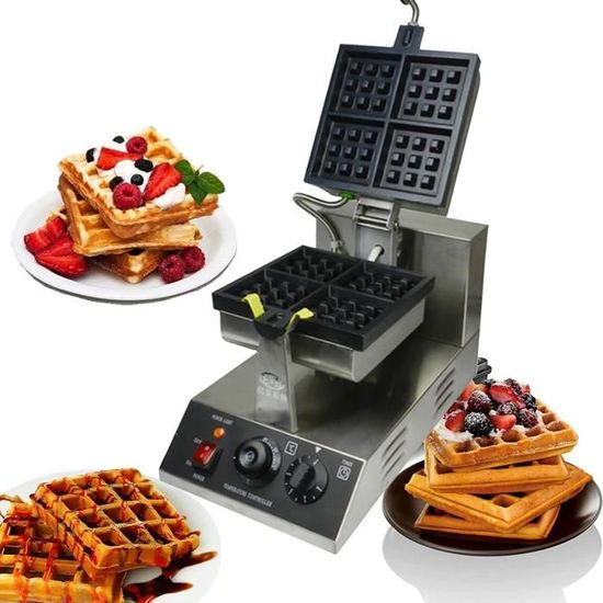 Gaufrier Électrique 1200W - Appareil à Gaufres Et Omelettes Avec Revêtement Antiadhésif, Idéal Maison Et Usage Commercial (Noir)