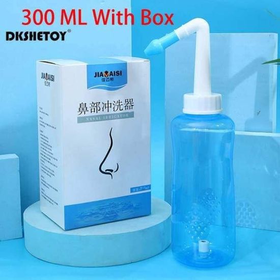 Lavabo Nasal Adulte Et Enfant 300 Ml - Bouteille De Lavage Rhinite Saline Bleue - Neuf