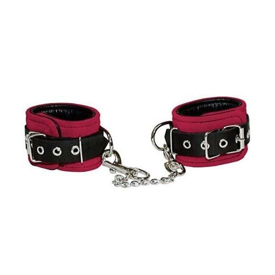 Menottes Rose Cuir & Fourrure - Jeu érotique BDSM - Réf X315 - Neuves