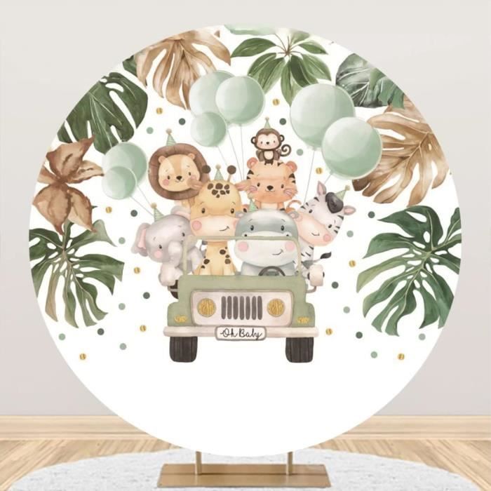 Toile De Fond Animaux Jungle Safari 1.5x1m Renaiss - Décoration Anniversaire 1er An Bébé, Photographie Et Fête Thème Sauvage