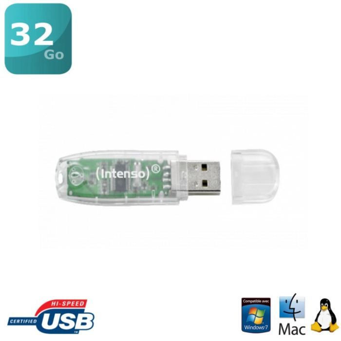 Intenso Clé USB Rainbow 32Go Transparente