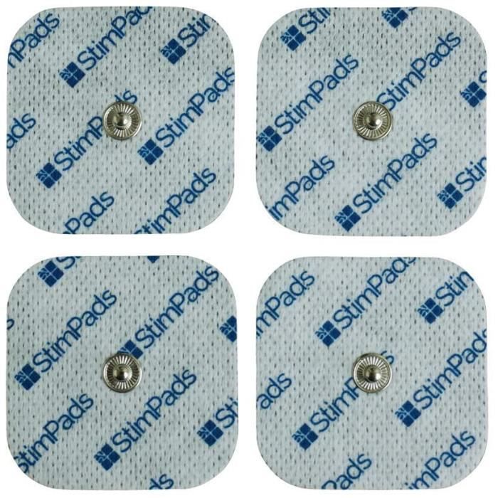 Électrodes TENS/EMS StimPads - Pack De 12, 50x50mm, Hydrogel Sans Latex, Connecteur Broche 2mm