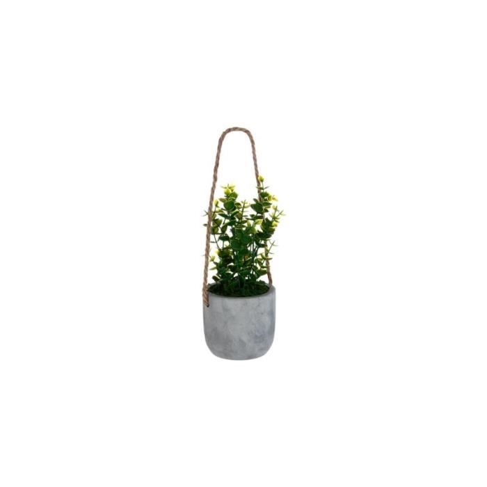 Plante artificielle avec pot - 10 x 25 cm - Ciment et polyester - Gris 10 cm