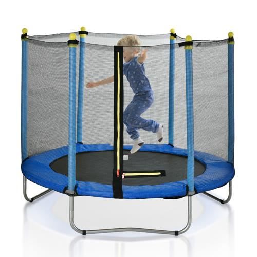 Trampoline de Jardin Ø 150 cm Extérieur avec Filet de Sécurité pour Enfants Adultes - Bleu