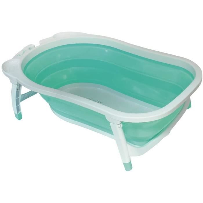 Babysun Baignoire Bébé, Pliable Ultra Compacte, 0-12 Mois, Contenance: 35L, Turquoise