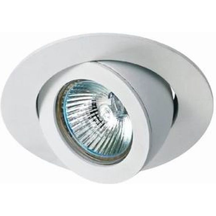 Support encastrable escargot ronde blanc pour ampoules halogènes, CFL ou LED