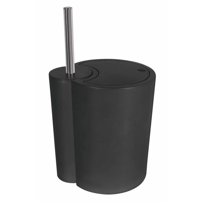Spirella Poubelle & Porte balai PP 6L SUN & MOON Noir