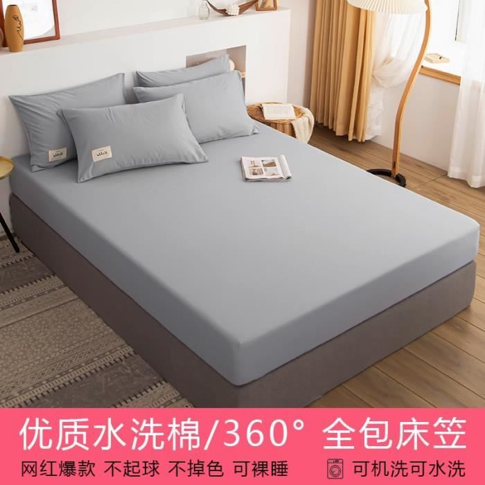 Drap Housse,Drap de lit Double en lin et coton, couvre lit avec bande élastique, 150, 120, 180, 200cm (taies - Type 4-120x200cm
