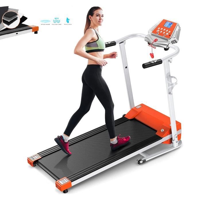 BESPORTBLE Tapis de course orange pliable H36C (128 x 50 x 118 cm)
