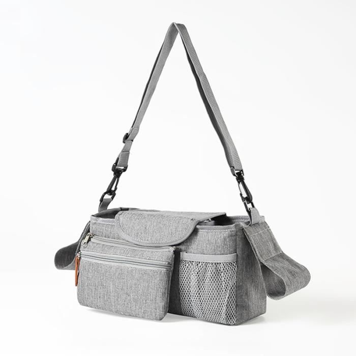 Sac à Langer avec Accessoires/Bandoulière Attache Poussettes Gris