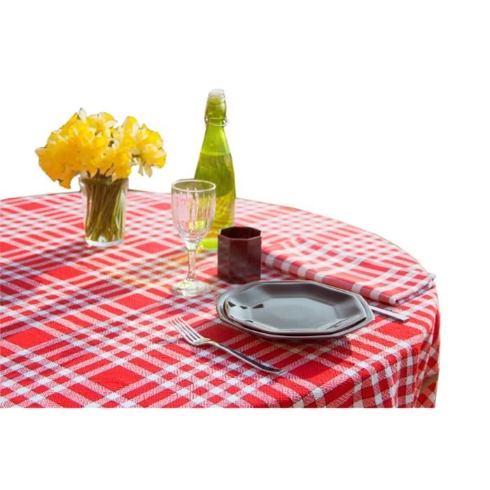 LINANDELLE Nappe tissu coton carreaux Vichy Nelly - 150 x 350 cm - Rouge