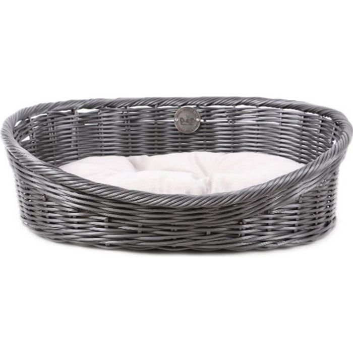 D&D Lit rustique pour chiens avec coussin XS Rotin Gris