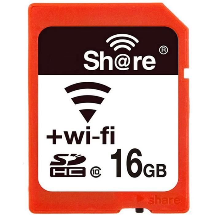 Carte SD WiFi sans Fil Carte Mémoire Flash 16 Go SDHC Classe 10 pour Appareil Photo Reflex Numérique Canon Nikon Casio
