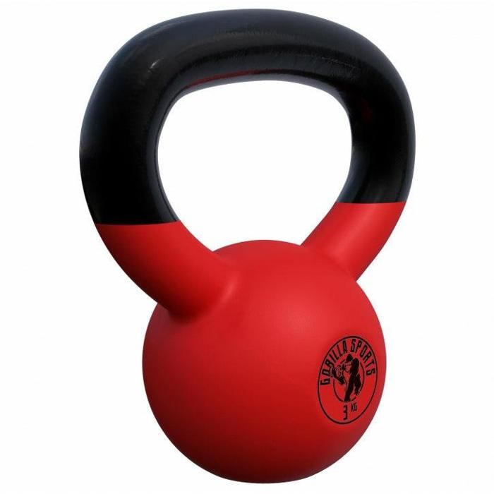 Gorilla Sports - poids Kettlebell fonte néoprène 2Kg à 32kg - 3 KG Noir