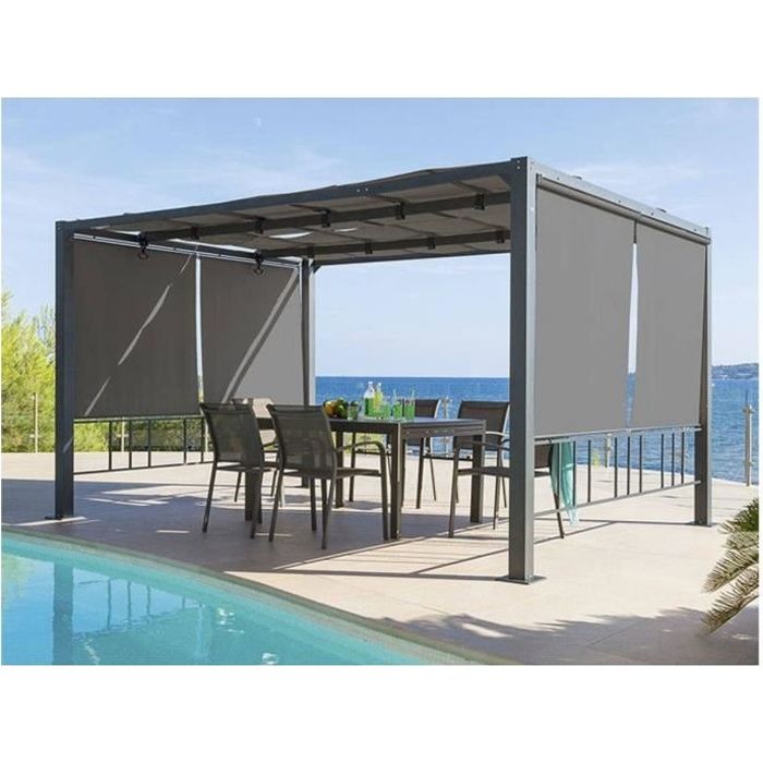 Tonnelle de jardin ardoise Moai - 3 x 4 m - Hesperide 300 x 400 Ardoise