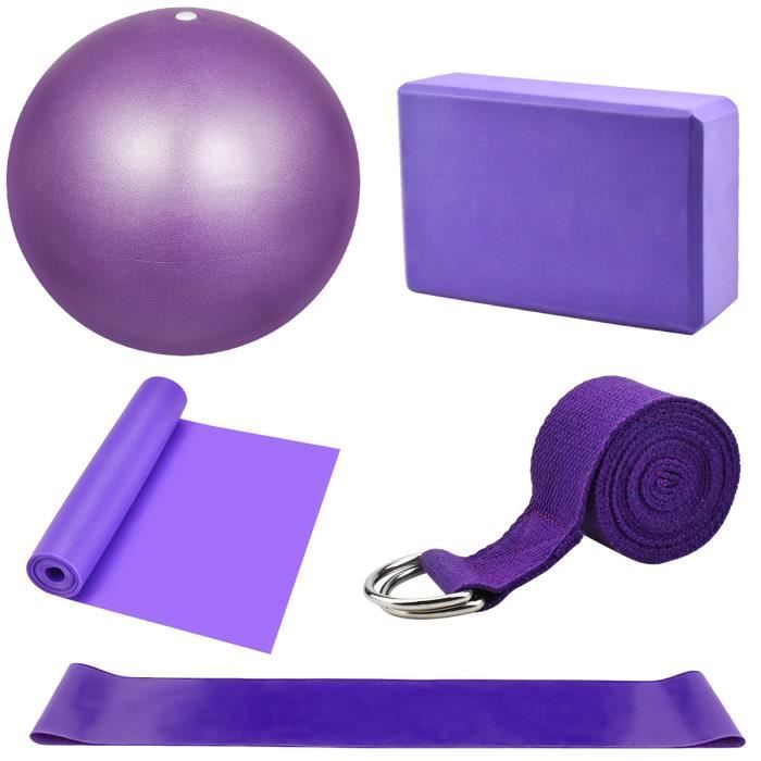 Briques Yoga, Kits de Yoga Lot de 5, Blocs de Yoga, Bande de Résistance Élastique, pour Fitness Exercices Pilates Yoga