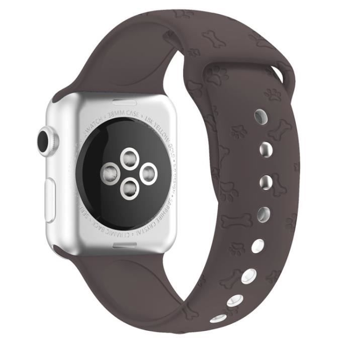 Sangle Pour Apple Watch Series 1-2-3 38Mm-Se-Série 4-5-6 40Mm-Série 7 41Mm Imprimé Solide Silicone Band Strap,Patte Brune