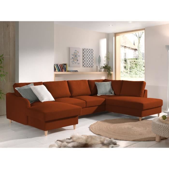 Canapé d'angle 7 places Tissu Scandinave Panoramique